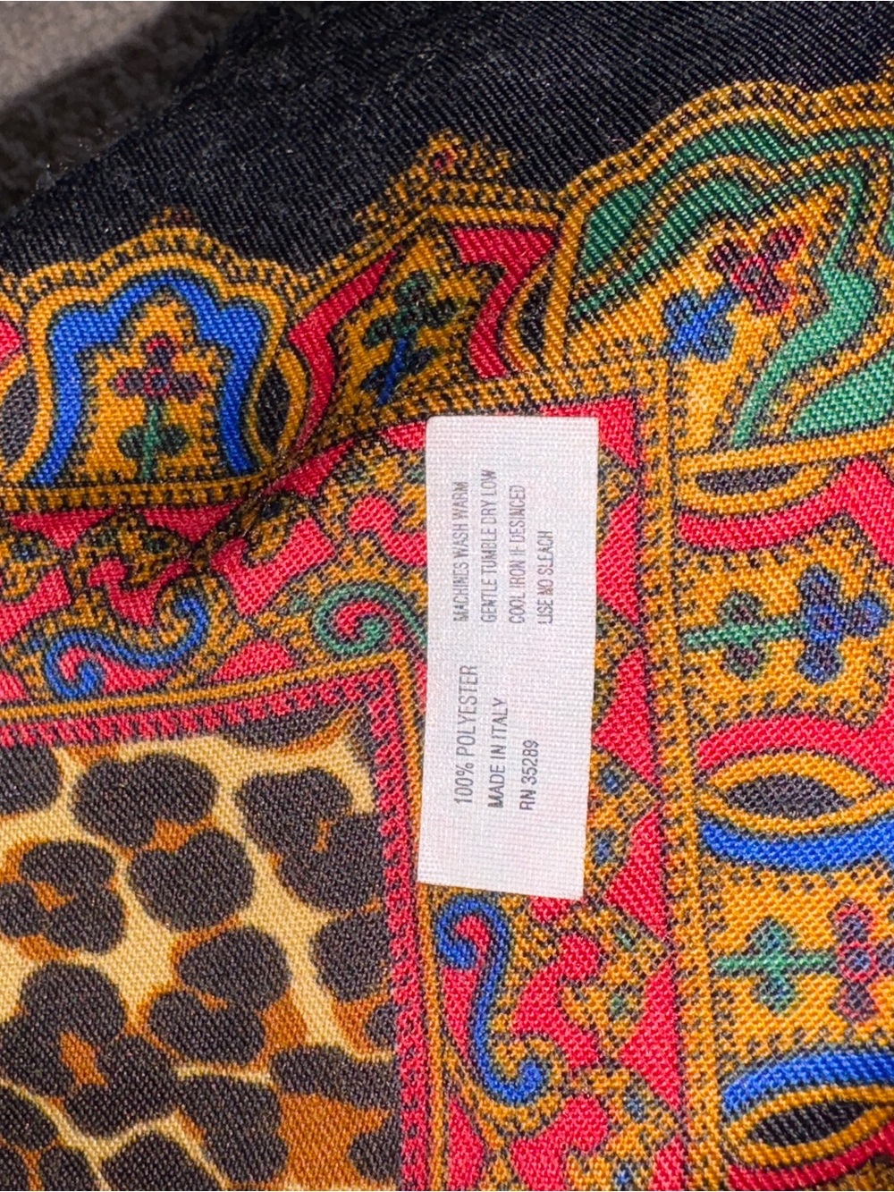 Leopard Print Border Scarf with Black Base - Picture 3 of 3